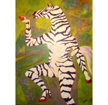 Susan jephcott, Dancing Zebra Lady, Acrylic on Masonite, 24